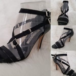 Strappy black Manolo Blahnik heels
